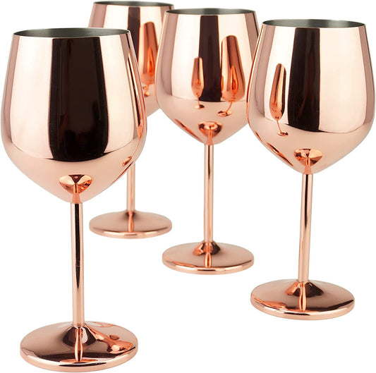 Chic Stainless Steel Wine Glass Set 4-18.5 Oz