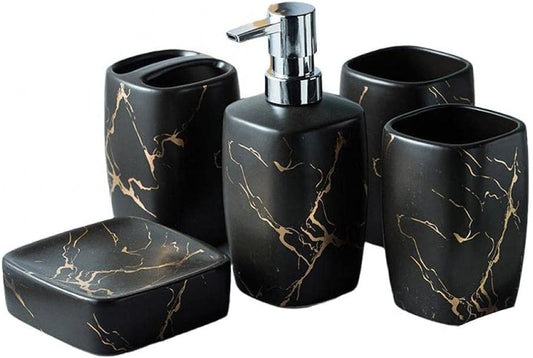 Black 4-Piece Bathroom Accessories Set with Soap Dispenser