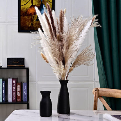 Black Ceramic Vase Set of 2 for Home Décor Modern 