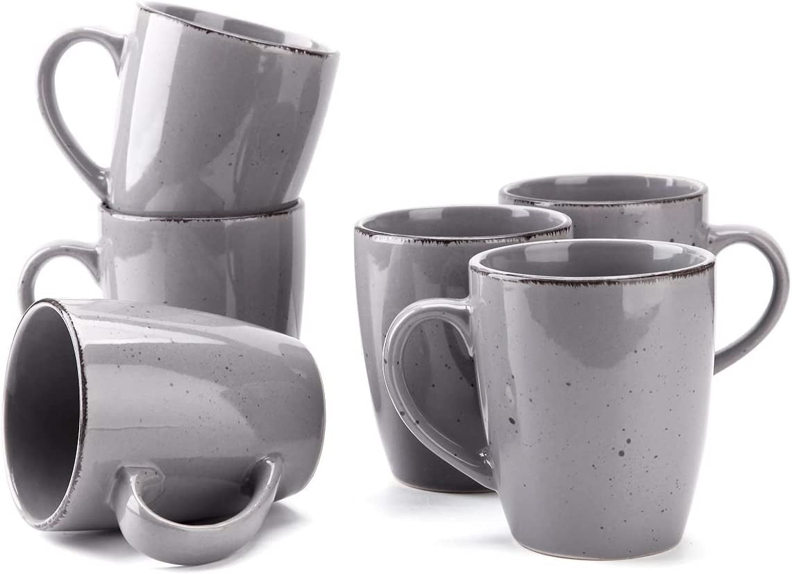 Grey 6 PCS Ceramic Mug Set with Handles