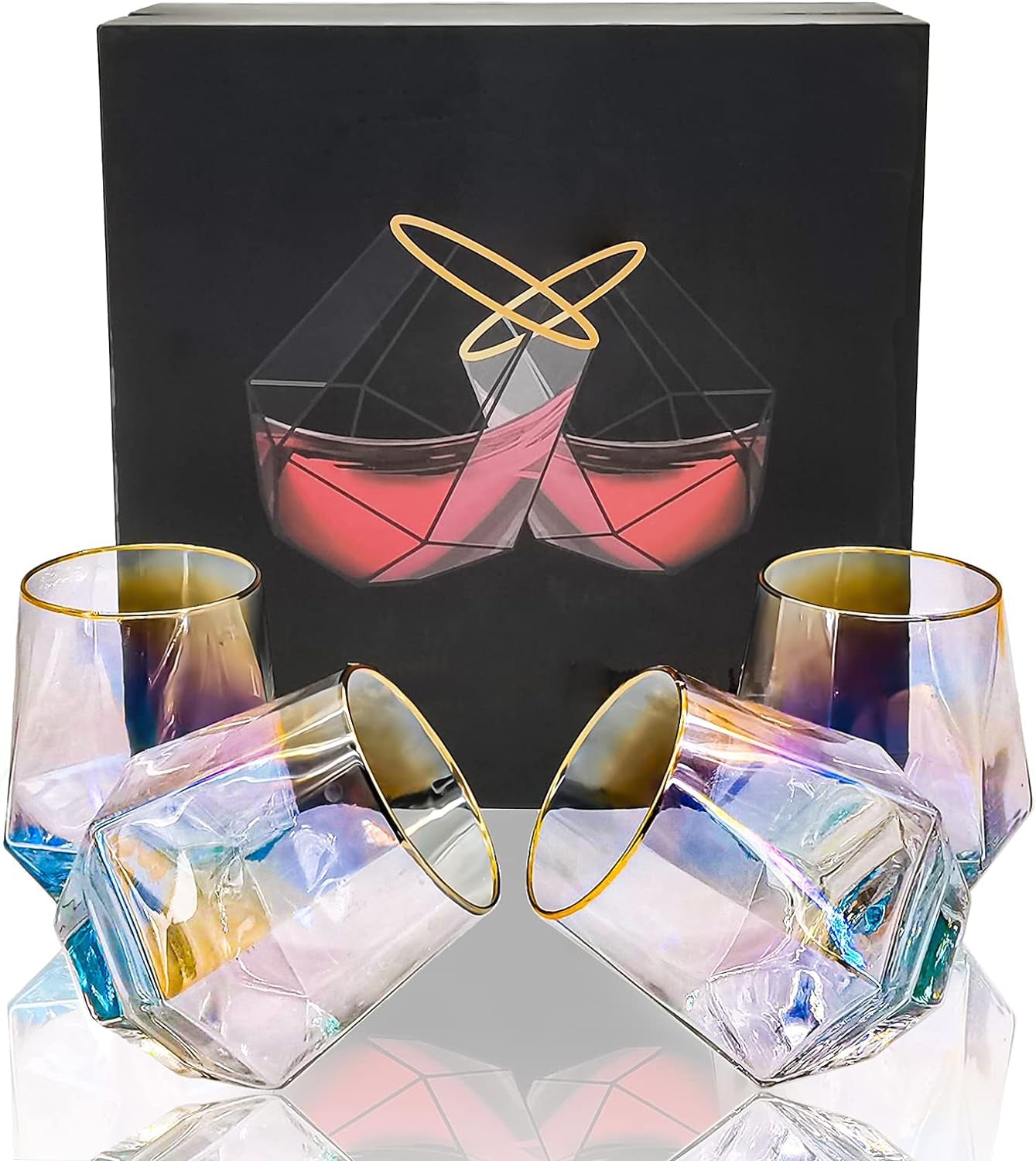 Diamond 4 PCS Whiskey Glasses